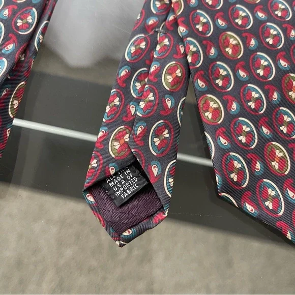 Christian Dior Monsieur Silk Geometric Tie 4x57 Red Black Preppy - Picture 2 of 5